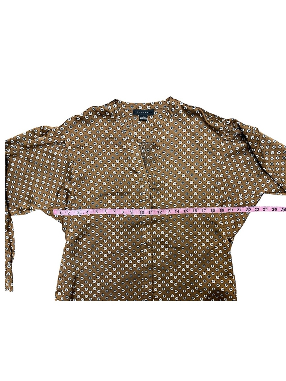 Sanctuary Relaxed Modern Blouse Brown Floral Hidden Button Top Size Small - Picture 4 of 9